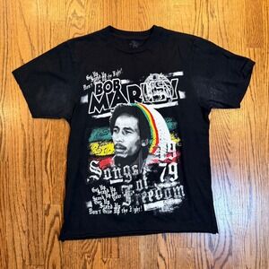 Bob Marley Songs of Freedom Graphic T-Shirt Cropped Medium Black‎